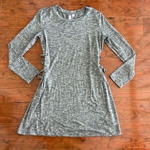 Alya Francesca's Gray Long Sleeve Lace Up Tunic Dress
